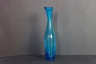 Beautiful Blenko Crackle Glass 64B Dark Blue Vase 10"  With MCM Look