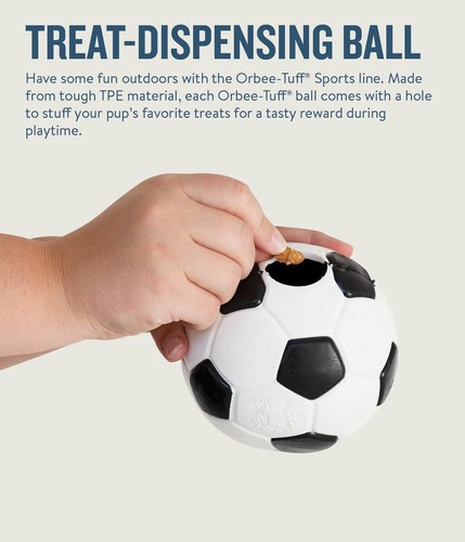 Planet Dog Orbee-Tuff Soccer Ball Treat Dispenser Interactive Dog Toy White - Picture 5 of 5