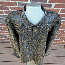 Barry Wang Men Metallic Gold Paisley Long Sleeve Shirt Size 4XL NWT