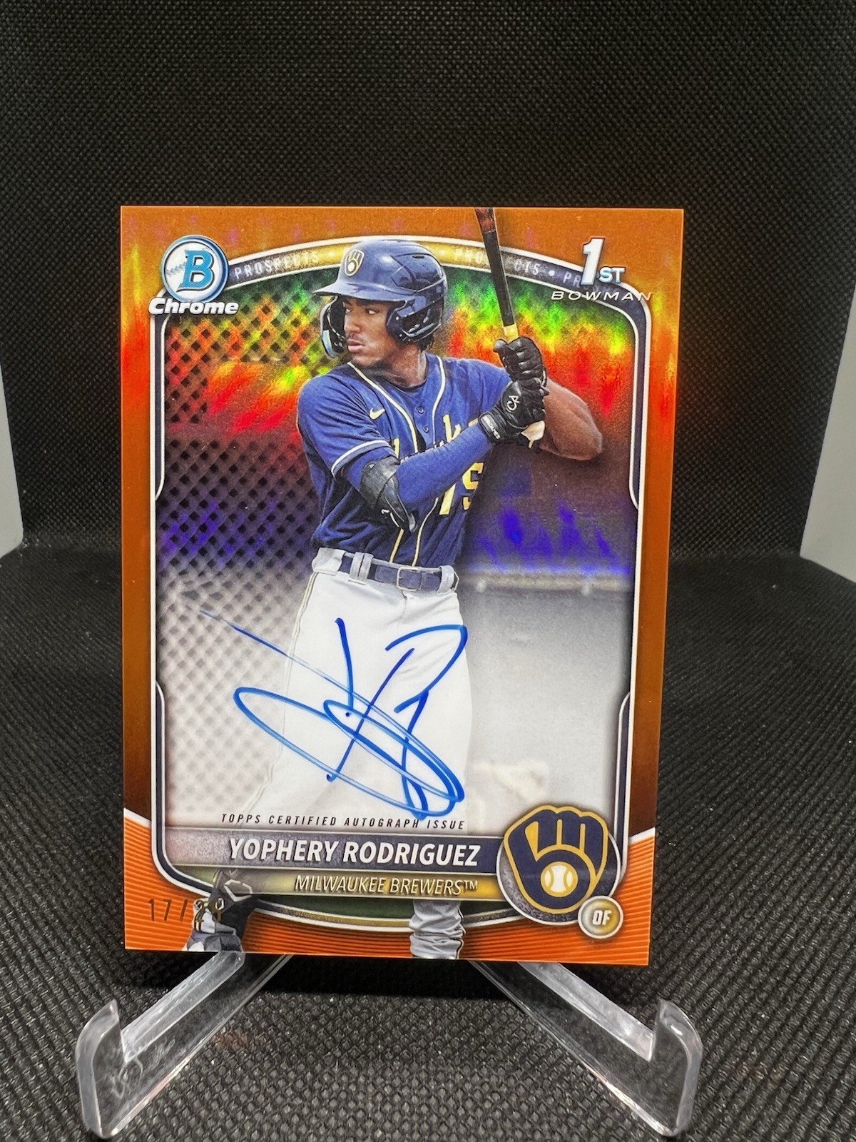 2025 Bowman Chrome Yophery Rodriguez Orange Refractor Auto 1st Bowman /25