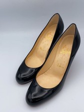 CHRISTIAN LOUBOUTIN Pumps Heel Sandal Black Leather EU:36.5 US:6.5 Shoes