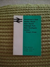 British Rail Mini Timetable Brookman's Park To King's Cross May 1975 To May 1976