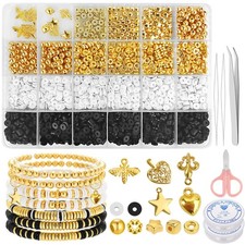 3060Pcs White Black Clay Beads Bracelet Making Kit, Polymer Heishi Beads for Jew