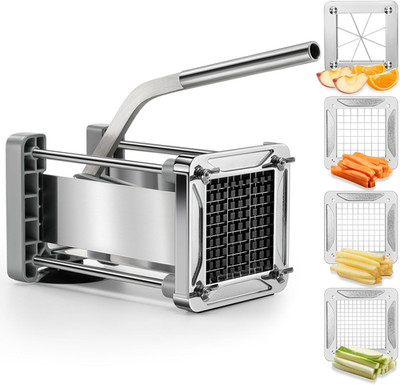 French Fry Cutter,  Professional Stainless Steel Potato Cutter with 1/2'', 1/4'',