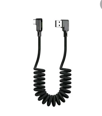 USB-C Kabel Schnellladekabel Winkel Spiralkabel Ladekabel gewinkelt Android Auto - Bild 1 von 4