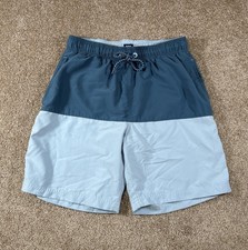George Men s Swim Trunks Shorts Drawstring Pockets Blue Colorblock 7 Size S