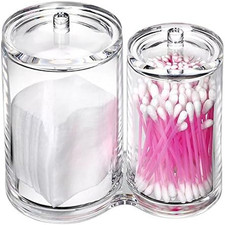Clear Acrylic Cotton Swab Holder Preminm Quality round Container Cotton Pad Q-Ti
