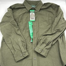 Woolrich Men's 100 Cotton Chamois Shirt, Green XL NWT Long Sleeve Button