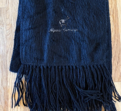 Alpaca Camargo Black Alpaca Blend Scarf Fringe Soft Fuzzy Wrap Made in Peru