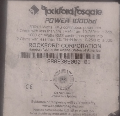#ad Rockford Fosgate Power 1000bd Mono Car Amplifier 1000W RMS 8809309000 01 $250.00