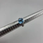 Fashion Ring Blue Stone Women Sterling Silver Plated Tone Proposal Size 6