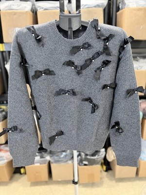 BAPY by A Bathing Ape BAPE Medium Gray Embellished Knit Sweater NWT $446 