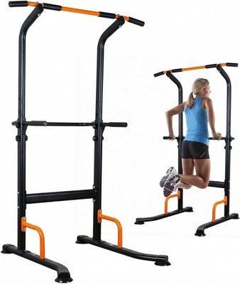 Leikefitness Adjustable Height Power Tower Dip Station Pull Up Bar Train Tower
