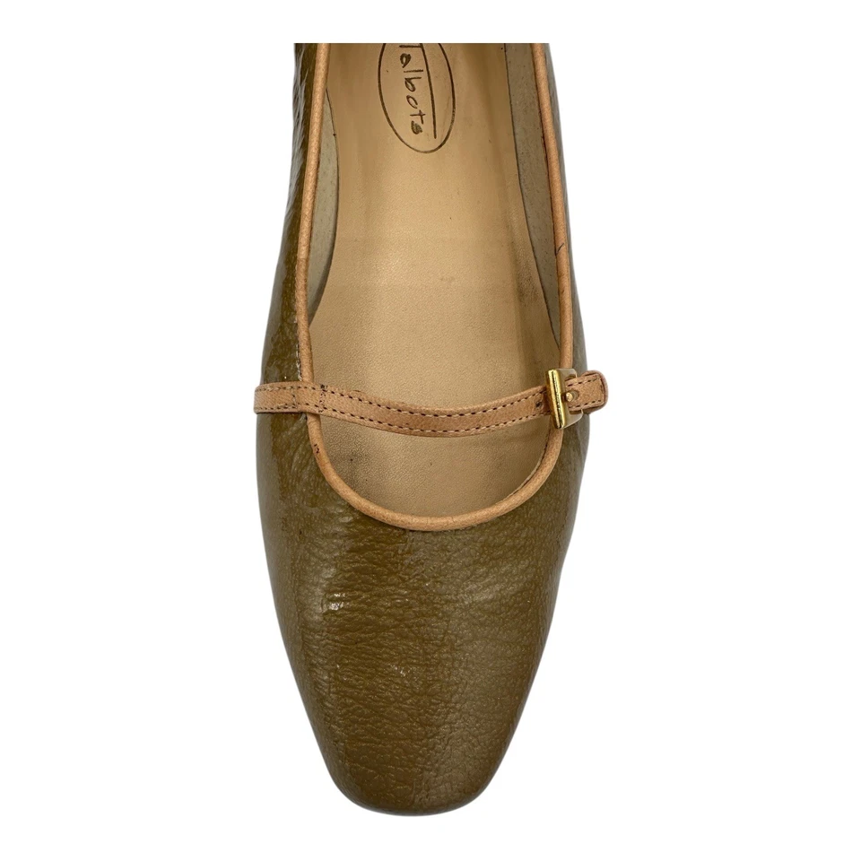 Talbots Women's Olive Green Patent Leather Ballet Flats Mary Jane Style Size 6B - Image 4 of 4