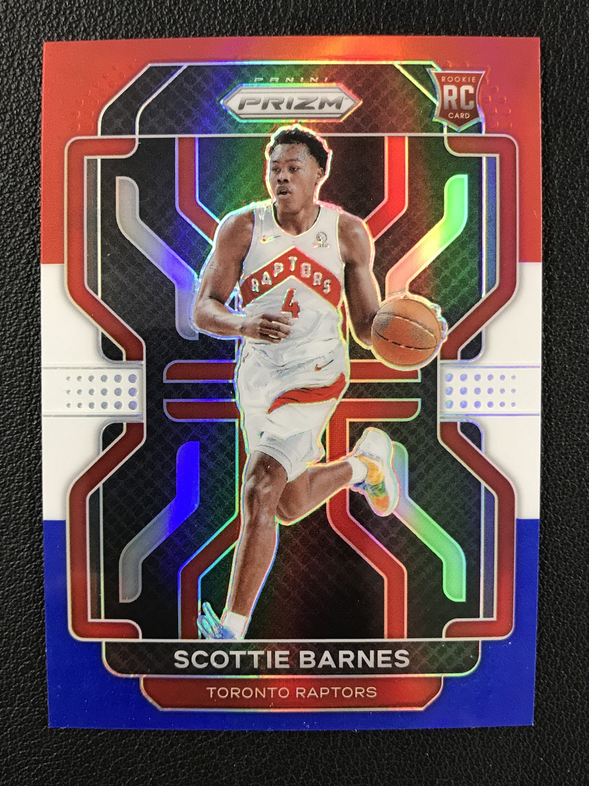 2021-22 Panini Prizm #320 Scottie Barnes Toronto Raptors Red White & Blue RC