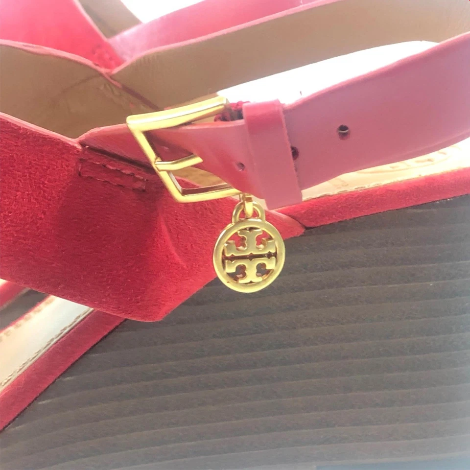 Sandalias de cuña Tory Burch Benton de gamuza con tacón rojo talla 8,5 Foto 4 de 4