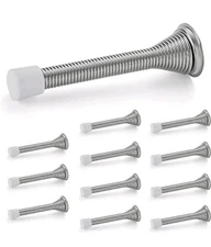 Ravinte 12 Pack Spring Door Stops with Rubber Tips, Satin Nickel Finish.