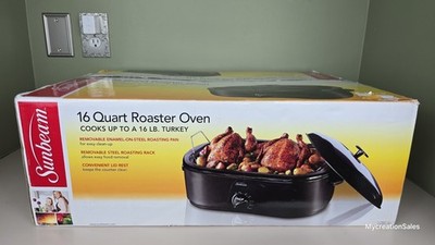 16QT Roaster Oven Slow-Cooker with Removeable Roasting Rack Turkey Crock Pot NEW