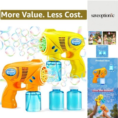 2 Bubble Guns with 2 Refill Solution 10 oz Total, Bubbles Maker, Blower for K...