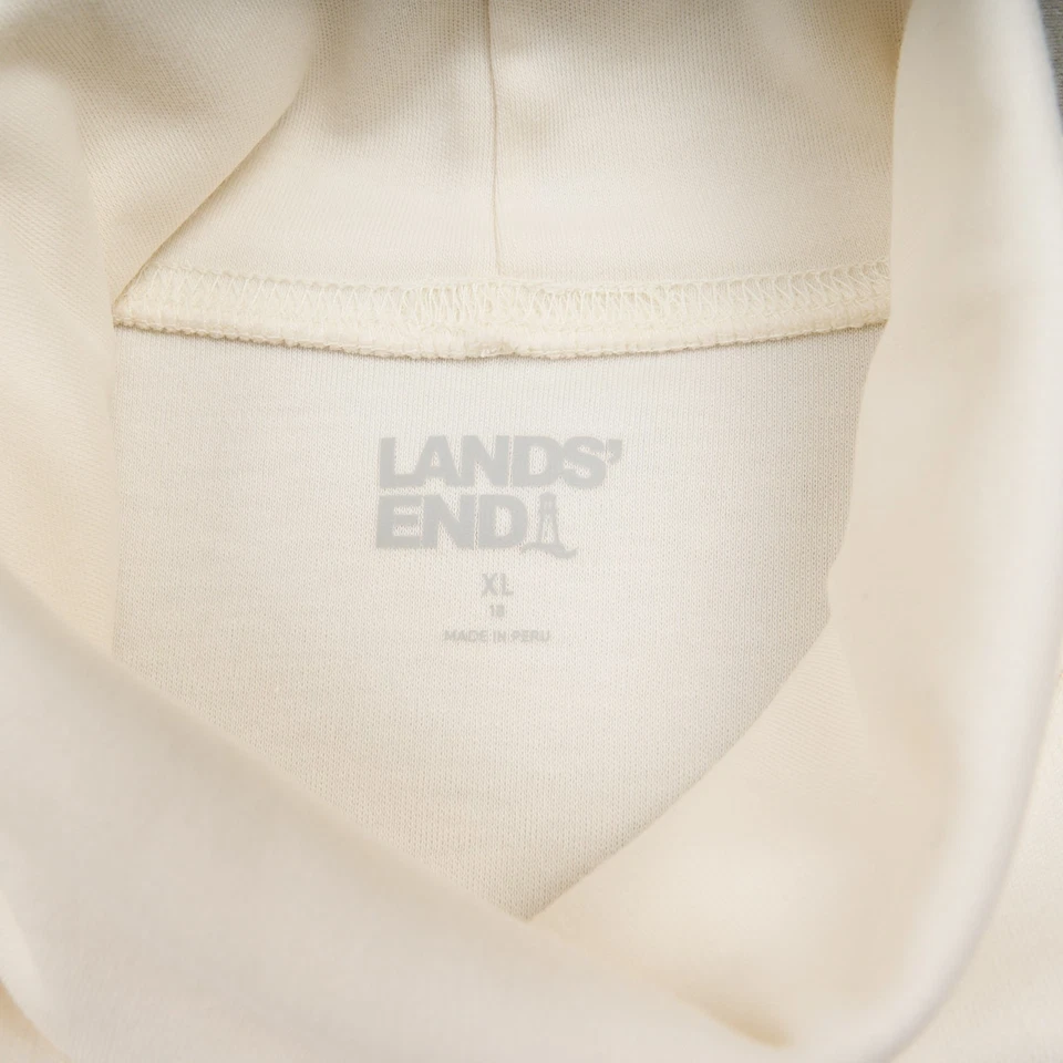 Lands End Turtleneck Shirt Womens XL 18 Ivory Cotton Long Sleeve - Image 2 of 4