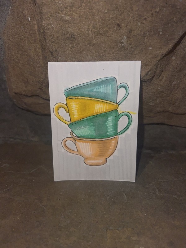 ACEO Original Art Card 2.5 x 3.5 | “I’m a Little Teacup” | Marker and Ink | OOAK