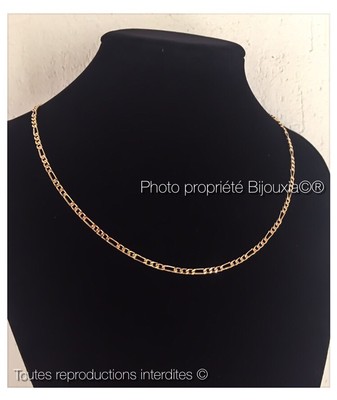 Chaîne Maille Figaro 60 cm x mm Plaqué or 18 Carats 750/1000