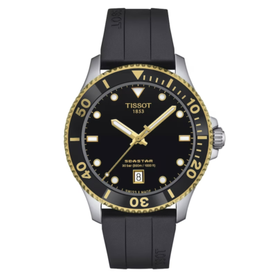 Tissot Seastar 1000 40mm Black-Yellow Gold Rubber Men's Watch T120