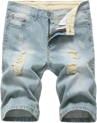 Men's Slim Fit Distressed Denim Shorts Casual Summer Style Breathable Cotton - Picture 23 of 46