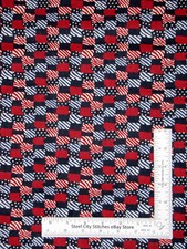 Patriotic Star Wavy Stripe Fabric By The Yard Red Cream Blue Cotton by Santee