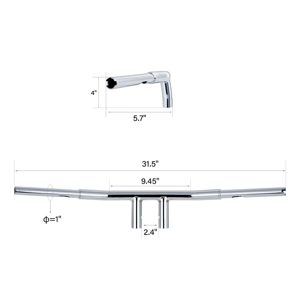 Manillar Fat T-Bar 4" de elevación 1 1/4" apto para Harley Dyna Wide Glide Fatboy Softail Foto 3 de 4