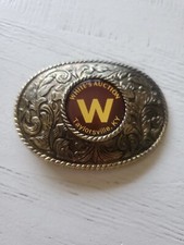Vtg Gold Oval Granite White's Auction Service Belt Buckle Taylorsville Kentucky