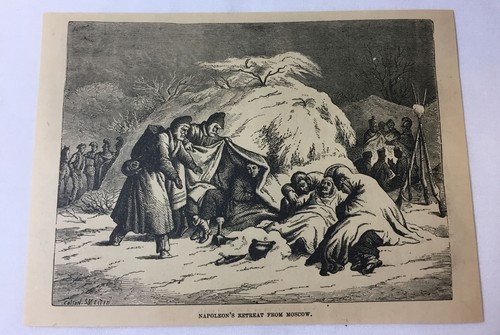 1877 magazine engraving ~ NAPOLEON'S RETREAT FROM MOSCOW