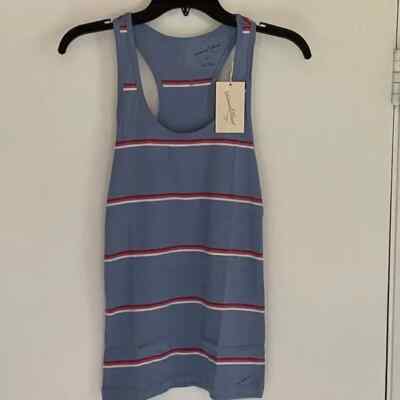 Universal Thread Blue with Stripes Scoop Neck Tank Top Size Medium