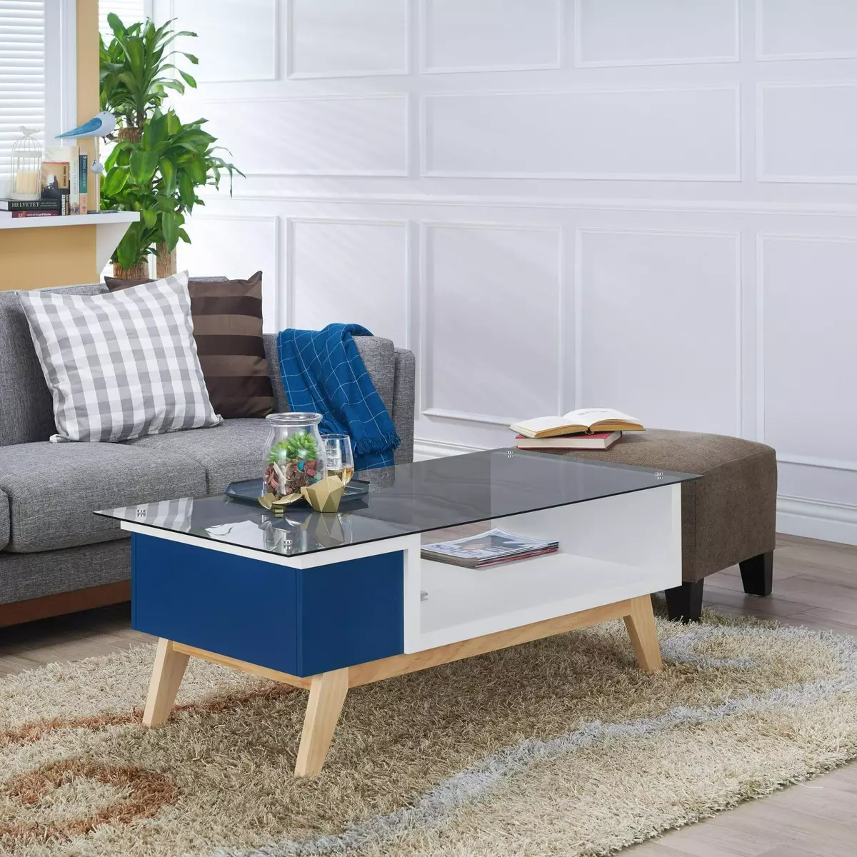 Espresso coffee table with glass top online