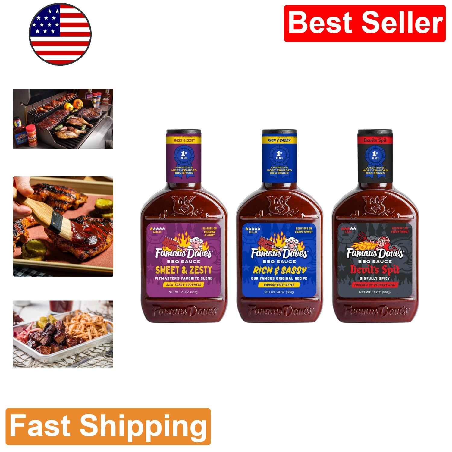 Tangy BBQ Sauce Trio - Devil's Spit, Sweet & Zesty, Rich & Sassy Flavors