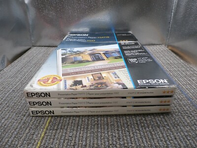 New 3Pack Epson Presentation Paper Matte (11x17 Inches, 100 Sheets) (S041070)