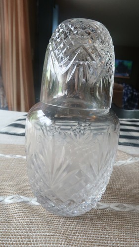 Antike Kristallkaraffe passende Whisky Kristallglasplatte 7,25"