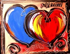 M.KAZAV hearts  painting Abstract Modern Art  Contemporary impasto tRTH