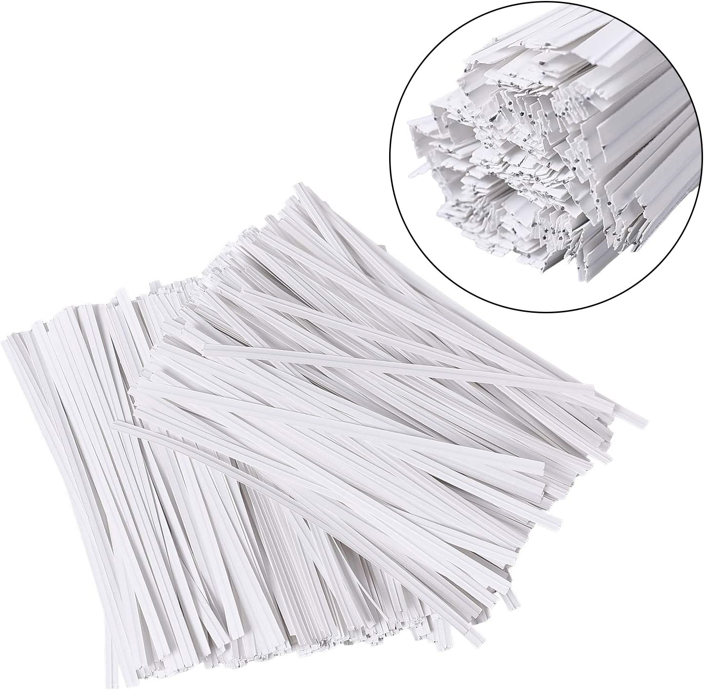 1000 Pcs 5" White Paper Twist Ties Reusable Bread Ties, for Party Cello