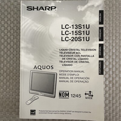 sharp aquos LC 13 - 15 - 20 S1U TV Operating manual
