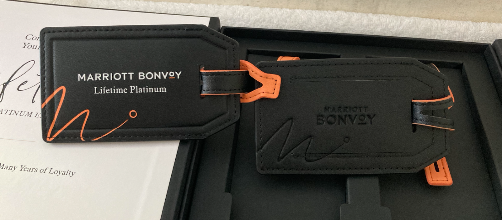 Marriott Bonvoy Lifetime Platinum Elite Set of 2 Luggage Tags in Gift