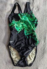 SPEEDO One Piece Swimsuit Womens Size 28 Black Green