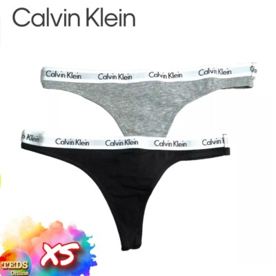 NWT Calvin Klein Carousel Cotton Thong 2-Pack XS QD3587 Assorted