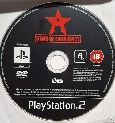 State of Emergency PS2 PlayStation 2 PAL Disque Seul Testé Fonctionnel - Photo 1/2