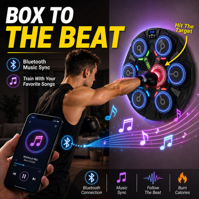 Music Boxing Machine Bluetooth Wall Mounted Boxing Trainer LED Reflex Training H
