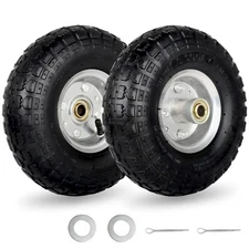 4.10/3.50-4" Tire and Wheel, 10" Pneumatic Tire, with 2.25" Offset Hub, 5/8" ...