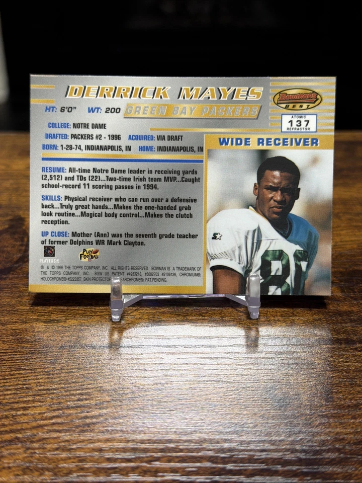 1996 Bowman's Best Atomic Refractor Derrick Mayes #137 Rookie RC - Image 2 of 2