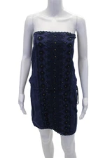 Melissa Odabash Womens Embellished Textured Strapless Dress Blue Size Medium
