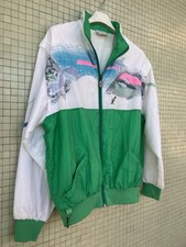 australian l'alpina Vintage White Green Sport Jacket 46 / giubbino della tuta