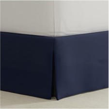 King Navy Bed Skirt with Split Corners - Effortless Style, 14-Inch Drop Length